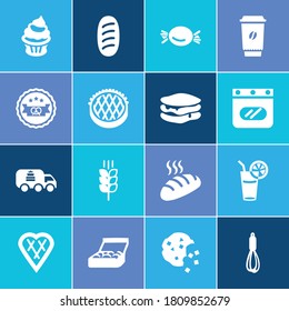 Pastry icon set and oven with baguette, best quality bakery and waffle. Juice related pastry icon vector for web UI logo design.
