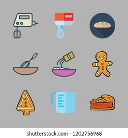 pastry icon set. vector set about flour, pie, cookie and mixer icons set.