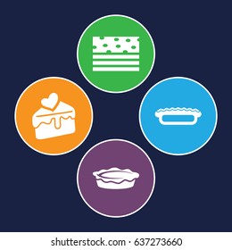 Pastry icons set. set of 4 pastry filled icons such as pie, cake slice