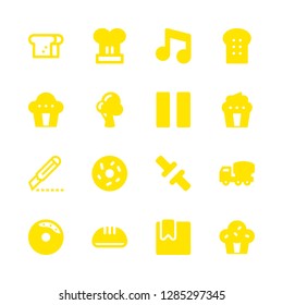pastry icons set with chef hat, muffin and baguette vector set
