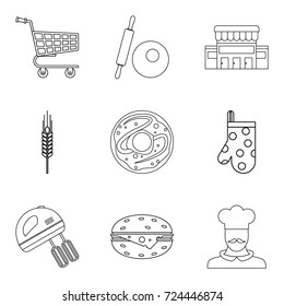 Pastry icons set. Outline set of 9 pastry vector icons for web isolated on white background