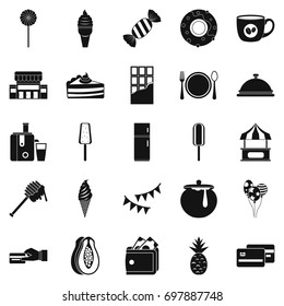 Pastry icons set. Simple set of 25 pastry vector icons for web isolated on white background