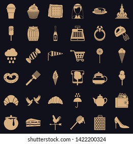 Pastry icons set. Simple set of 36 pastry vector icons for web for any design