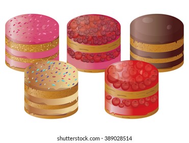 Pastry illustration. Set of sweets. 
