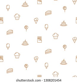 Pastry line icons seamless vector pattern. Bakery background.