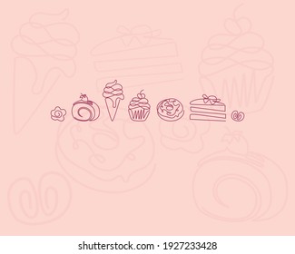 Pastry line illustration pattern sweet vector