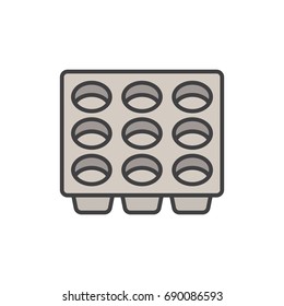 Pastry muffin pan flat line icon.