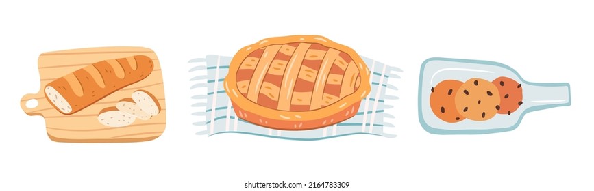 Pastry objects set. Vector illustration isolated
