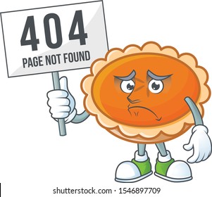pastry orange pie character mascot with pouting bring board