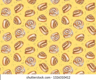 Pastry Pattern, Cinnamon Roll Print. Bakery Pattern. Sugar Cookies.