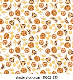 Pastry seamless pattern. Delicious sweets.