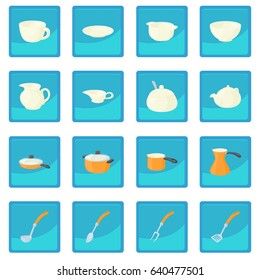 Pastry set icon blue app for any design vector illustration