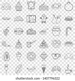 Pastry shop cons set. Outline style of 36 pastry shop vector icons for web for any design