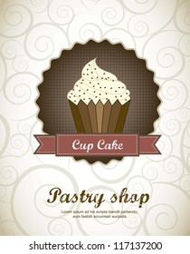 pastry shop menu with cup cake . vector illustration