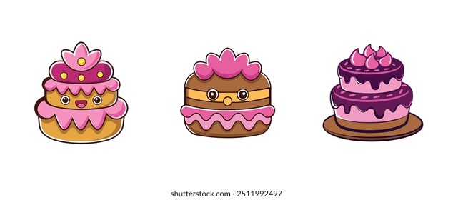 Conjunto de iconos de panadería de Vectores de pegatinas de pastelería