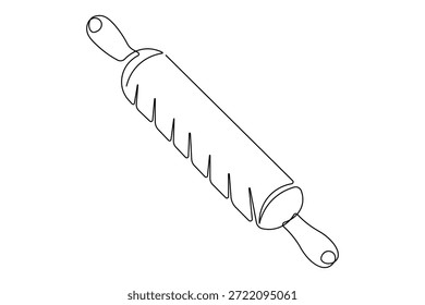 Pastry tool icon continuous one line art drawing roller element isolated