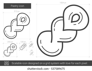 Pastry vector line icon isolated on white background. Pastry line icon for infographic, website or app. Scalable icon designed on a grid system.