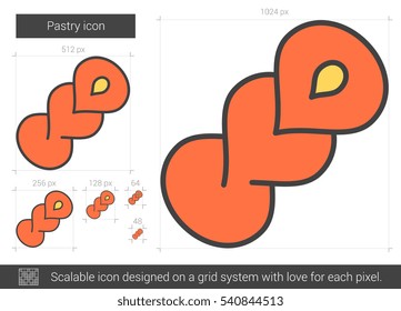 Icono de línea vectorial pastada aislado en fondo blanco. Icono de línea de pastelería para infografía, sitio web o aplicación. Icono escalable diseñado en un sistema de cuadrícula.