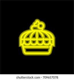 pastry yellow glowing neon ui ux icon. Glowing sign logo vector
