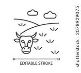 Pasture linear icon. Grassland and rangeland. Grass covered land type. Livestock grazing field. Thin line customizable illustration. Contour symbol. Vector isolated outline drawing. Editable stroke