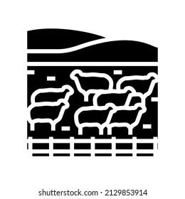 Weideschafe-Glyphe-Ikone-Vektorgrafik. Weideschaf-Schild. isoliertes Kontursymbol