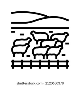pasture sheep line icon vector. pasture sheep sign. isolated contour symbol black illustration