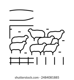 pasture sheep line icon vector. pasture sheep sign. isolated contour symbol black illustration