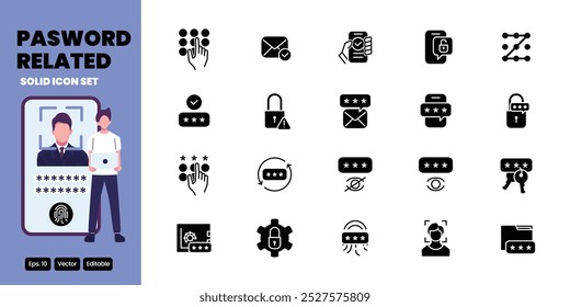 pasword related solid icon vector design good for web and mobile app