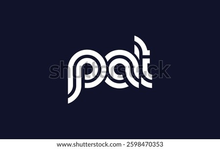 PAT Creative Unique Modern Letter Logo Design. Stylized logo featuring a unique letter design, presenting abstract minimalist aesthetics and modern appeal.