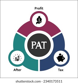 PAT - Profit after tax acronym. Infographic template with icons