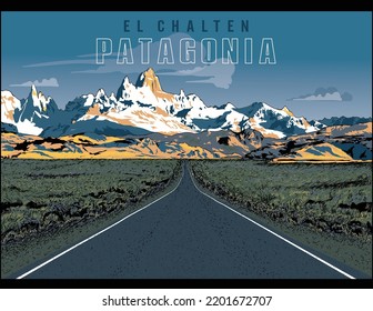 patagonia mountain landscape vector illustration