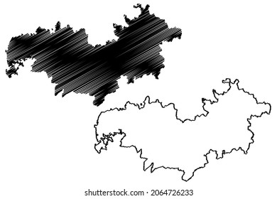 Patan District (Gujarat State, Republic Of India) Map Vector Illustration, Scribble Sketch Patan Map