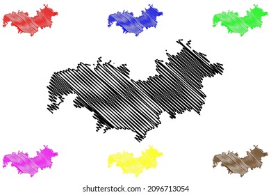 Patan District (Gujarat State, Republic Of India) Map Vector Illustration, Scribble Sketch Patan Map