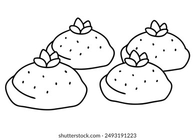 Patatas Bravas Line Art Spanish Cuisine Hand Drawn Illustration Design