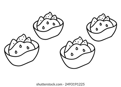 Patatas Bravas Line Art Traditional Spanish Tapas Hand Drawn Design