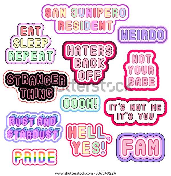 Patch Badges Stickers Pins Phrases Words Stock Vector (royalty Free 