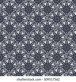 Patch Boho Flower Seamless Pattern. Mandala patchwork, oriental design. Wallpaper, furniture textile, fabric print, tile deco. Vector background