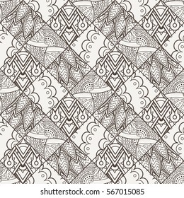 Patch Boho Flower Seamless Pattern. Mandala patchwork, oriental design. Wallpaper, furniture textile, fabric print, tile deco. Vector background