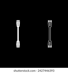 Patch cable path cord ethernet technology rj45 net concept set icon white color vector illustration image solid fill outline contour line thin flat style