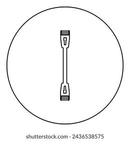 Patch cable path cord ethernet technology rj45 net concept icon in circle round black color vector illustration image outline contour line thin style