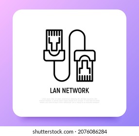 Patch cable thin line icon. Modern vector illustration of LAN network.