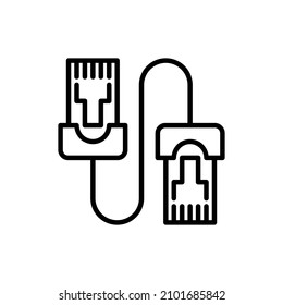 Patch cable thin line icon. Modern vector illustration of LAN network.