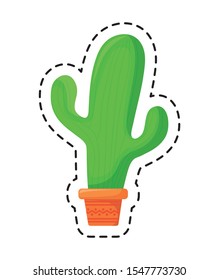 patch cactus in pot plant isolated icon vector illustration design