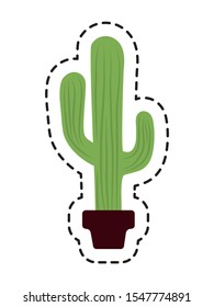 patch cactus in pot plant isolated icon vector illustration design
