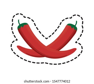 patch of chili peppers mexican isolated icon vector illustration design