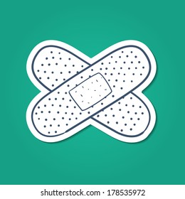 Patch cross. Sketch sticker vector element for medical or health care design