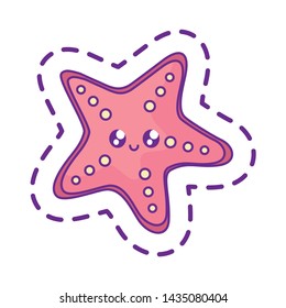 patch of cute starfish animal kawaii