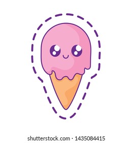 patch of delicious ice cream in cone kawaii