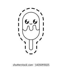 patch of delicious ice cream in stick kawaii