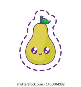 patch of delicious pear fruit kawaii character